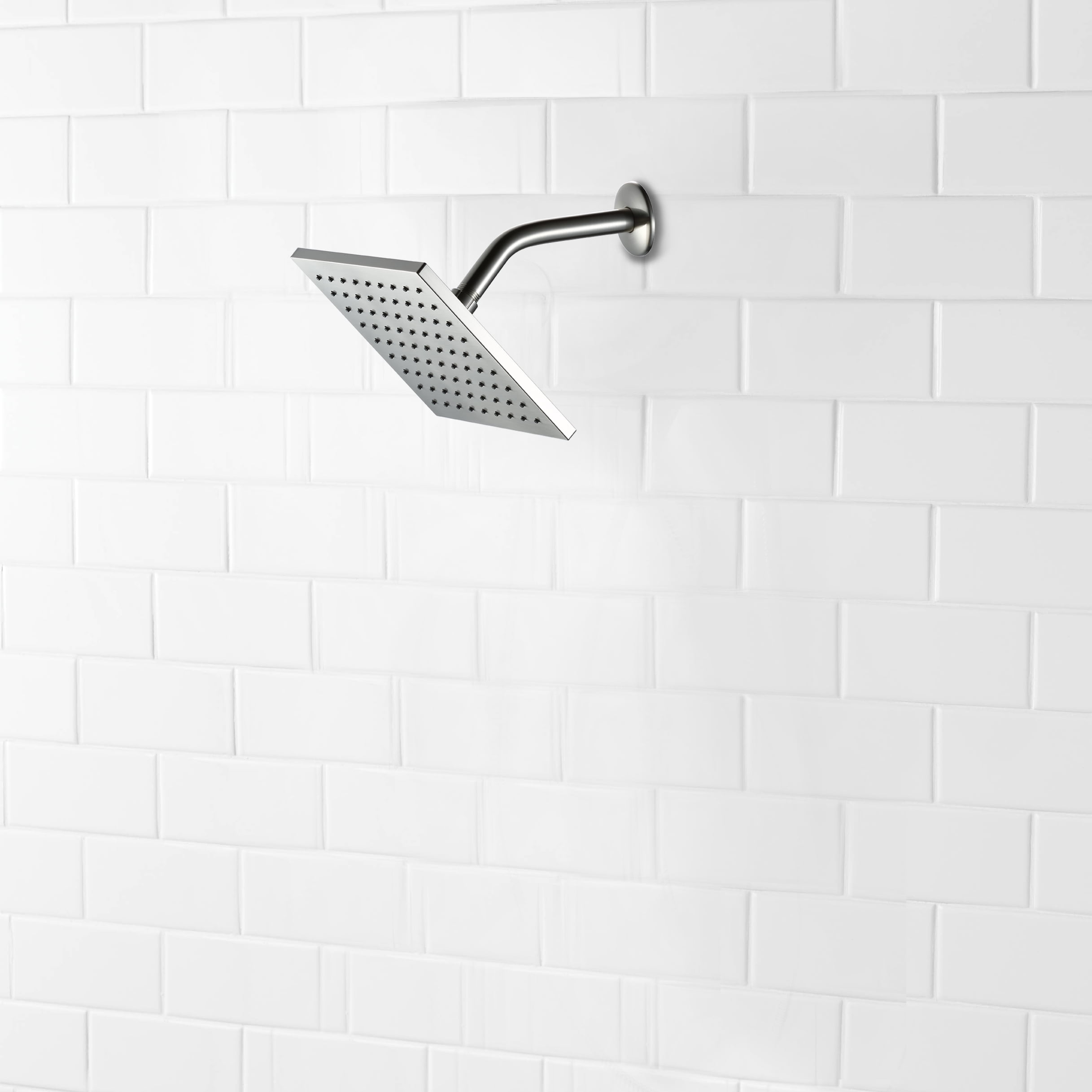 Better Homes & Gardens 1-Setting 8 in. Square Rain Showerhead in Brushed Nickel