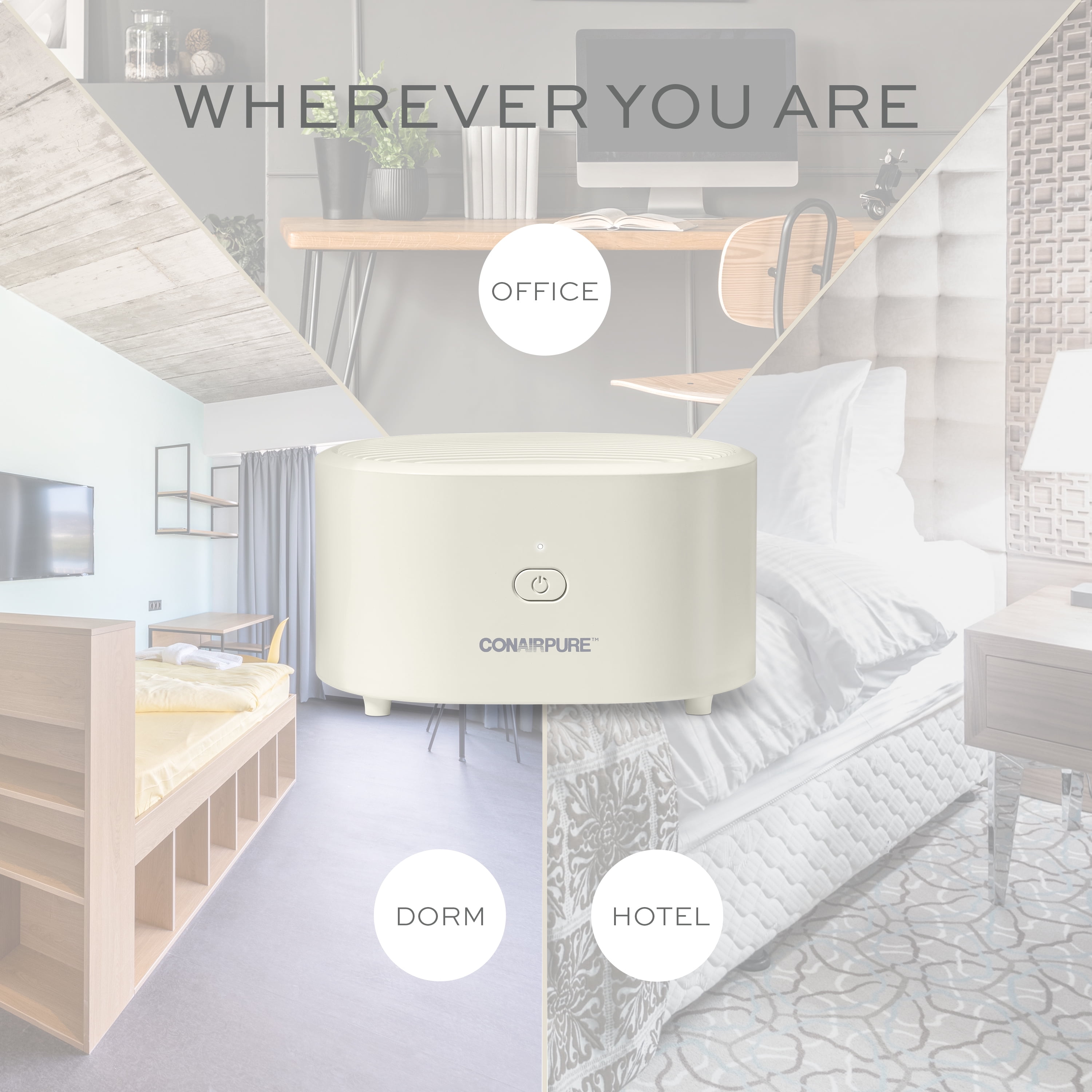 ConairPure Portable HEPA Air Purifier, 3 Fan Settings, Sand