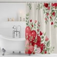 thumbnail image 3 of Love Heart Valentines Day Shower Curtain, Waterproof Shower Curtains for Bathroom, Botanical Eucalyptus Red Rustic Washable Fabric Bathtub Curtain Set Bath Decor with 12 Hooks 72"x78", 3 of 8
