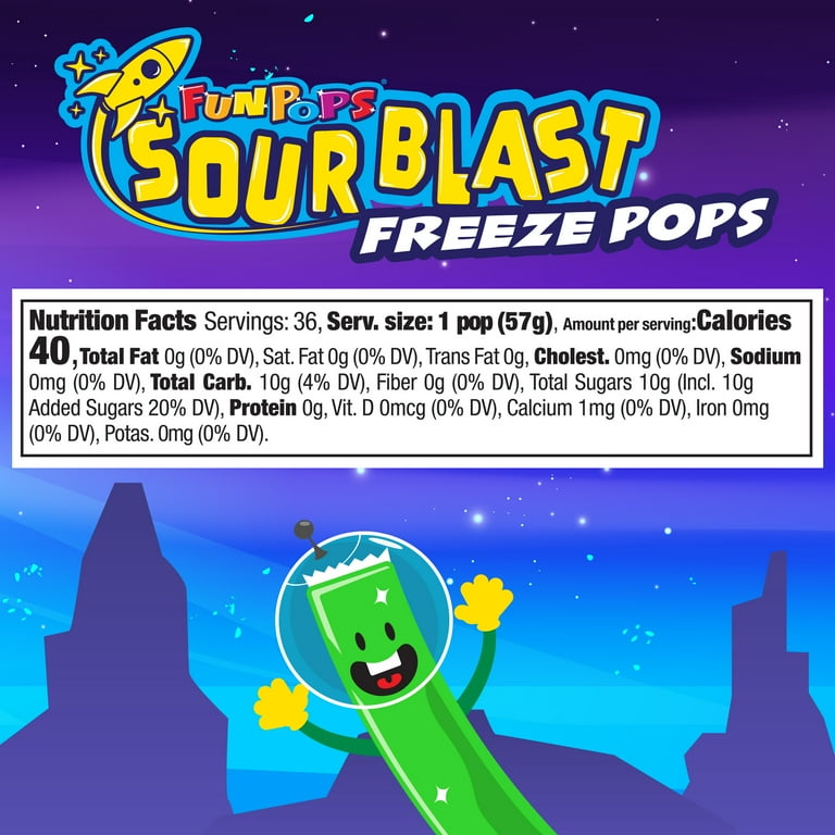 FunPops Sour Blast Freeze Pops Family-size Variety, 72 Count
