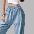 thumbnail image 4 of Baqcunre Women's Loose Long Drawstring Lace Up Elastic Waist Solid Color Sweatpants,Size S-XL,Womens Sweatpants,High Waisted Pants for Women,Women's Pants,Womens Clothes,Color Blue, 4 of 8