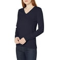 thumbnail image 3 of Fartey Women's Thin Knit Sweater Dressy Casual V Neck Pullover Sweaters Lightweight Comfortable Fall Solid Color Long Sleeve Sweaters Navy XXL, 3 of 7