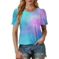 thumbnail image 4 of Busydd Womens Tops Trendy Tie Dye Round Neck T-Shirts Casual Short Sleeve Summer Tops Comfort Breathable Going Out Tops for Women, 4 of 7