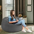 thumbnail image 4 of Gymax 3' Bean Bag Chair w/ Microfiber Cover & Independent Sponge Filling Grey, 4 of 10