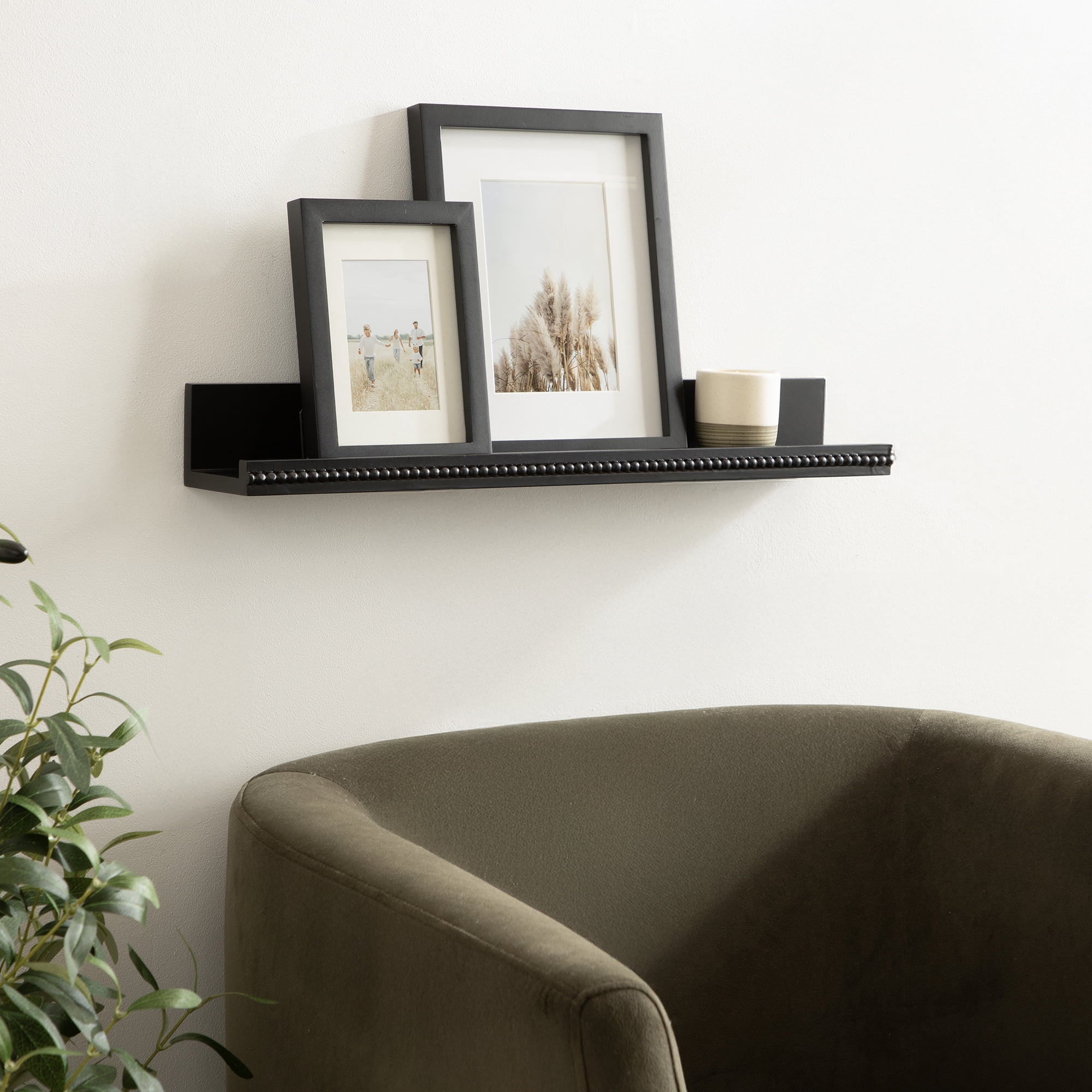 Hometrends 23in Wakiva MDF Floating Wall Ledge Shelf Black, 23IN WAKIVA SHELF BLACK
