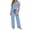 Sky Blue, variant on Riecok 2 Piece Pajama Sets for Women Short Sleeve Top and Pant with Drawstring Pjs Sleepwear Comfortable Lounge Sets