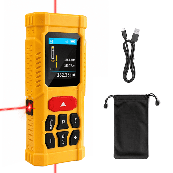 Bilateral Laser Distance Measure 262ft, Rechargeable Dual Laser Tape Measure with 360 Electronic Level, 8 Pro Modes IP54 Waterproof Laser Measurement Tool, Type-C Cable & Pouch Included