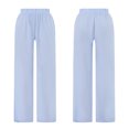 thumbnail image 5 of Women Y2k Casual Pants Stripe Elastic Waist Baggy Straight Leg Pants Streetwear with Pockets, 5 of 7