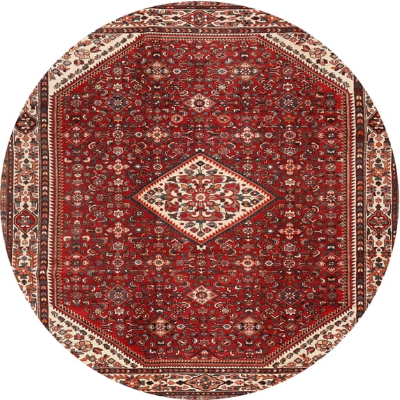 Ahgly Company Machine Washable Indoor Round Traditional Orange Salmon Pink Area Rugs, 4' Round