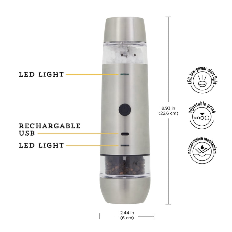 Kamenstein USB Rechargeable Dual Stainless Steel Grinder with