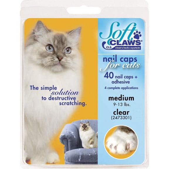 Soft Claws Nail Caps for Cats Clear [Cat, Grooming Aids] Medium