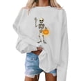 thumbnail image 2 of Riecok Womens Long Sleeve Sweatshirts Halloween Skeleton Print Pullover Spooky Season Crewneck Tops Funny Fall Outfit, 2 of 3
