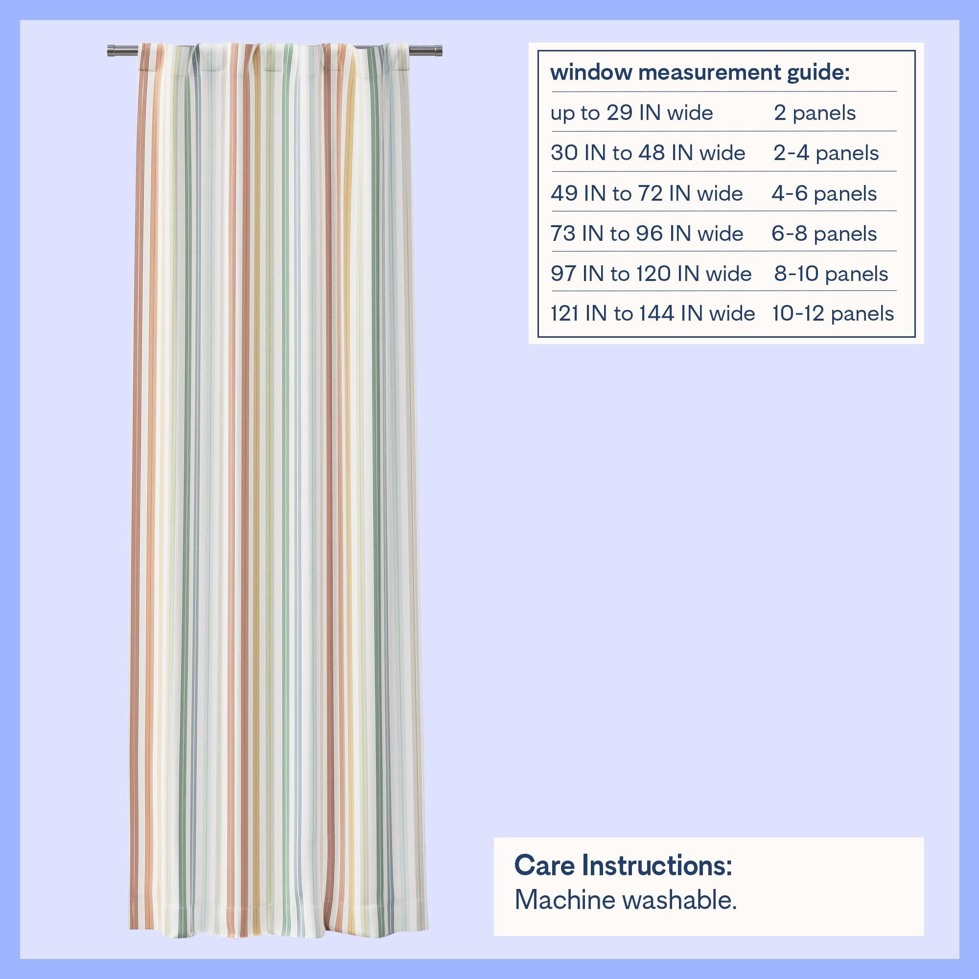 Mainstays Kids Multicolor Stripe 100% Blackout Curtain Panel, 38 x 84 in