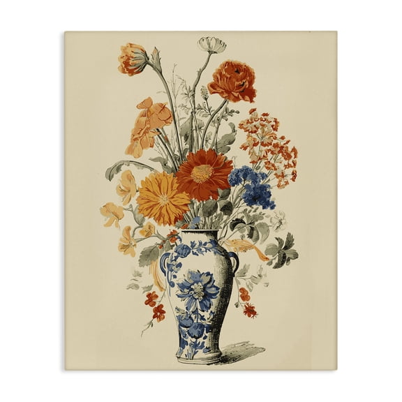 Stupell Industries Shabby Chic Ornate Pottery Bouquet Canvas Art, 16 x 20, by Lil' Rue