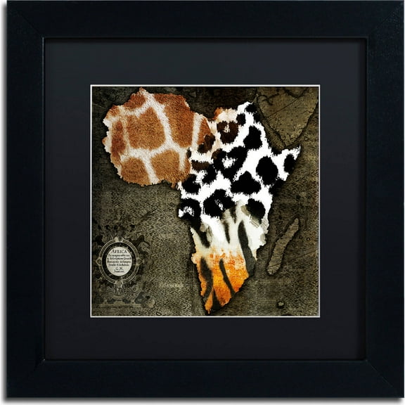 "Animal Map Of Africa" Canvas Art by Color Bakery, Black Matte, Black Frame