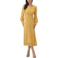 thumbnail image 1 of INSPIRAR CHIC WOMLAYOUT Vestidos de lentejuelas brillantes para mujer, vestido midi de cóctel de manga larga con escote en V, color dorado, 1 of 6