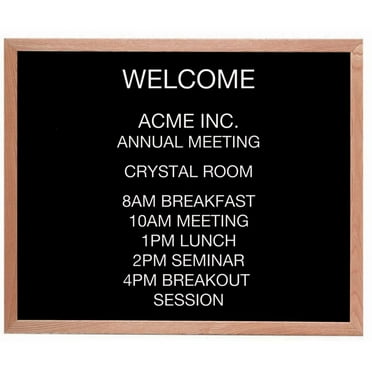 Aarco AOFD1218. Framed Letter Board Message Center. Frame is Oak