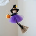 thumbnail image 2 of Witch Pendant-Halloween Decorations-Halloween Witch Hanging Ornaments Handmade Plush Witch Dolls with Broomstick & Pumpkin for Halloween Decor Home Indoor Outdoor Decoration, 2 of 5