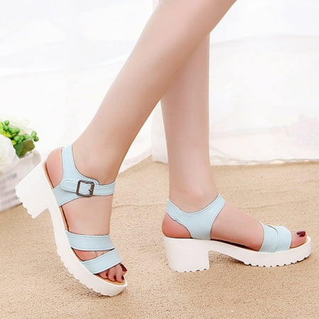 

Aayomet Platform Sandals Women Shoes Womens Casual Fashion Heels Lace Up Sandals Breathable Women s sandals Blue 9.5