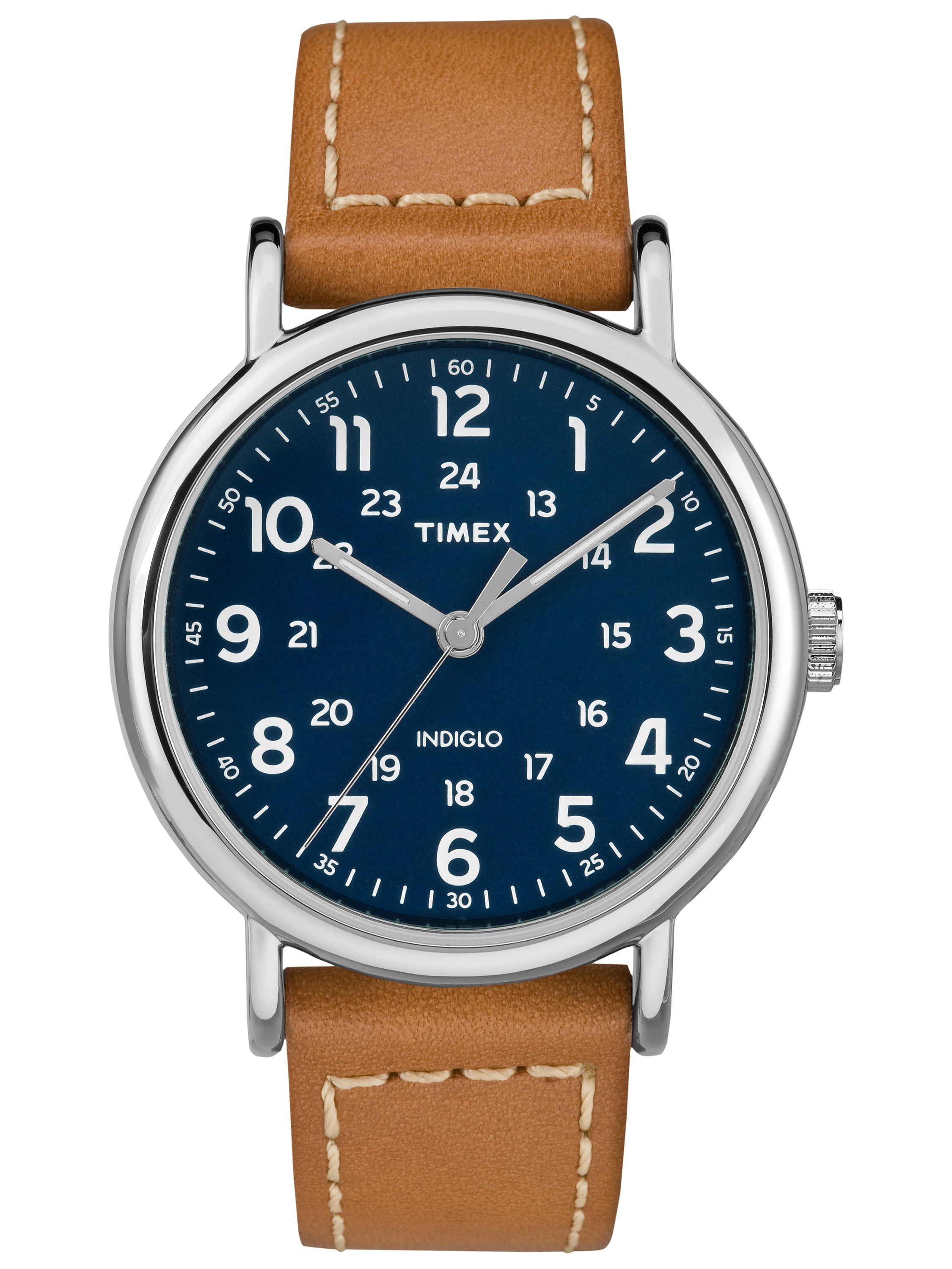 Timex Men's Weekender 40mm Black/Silver Leather Strap Watch 