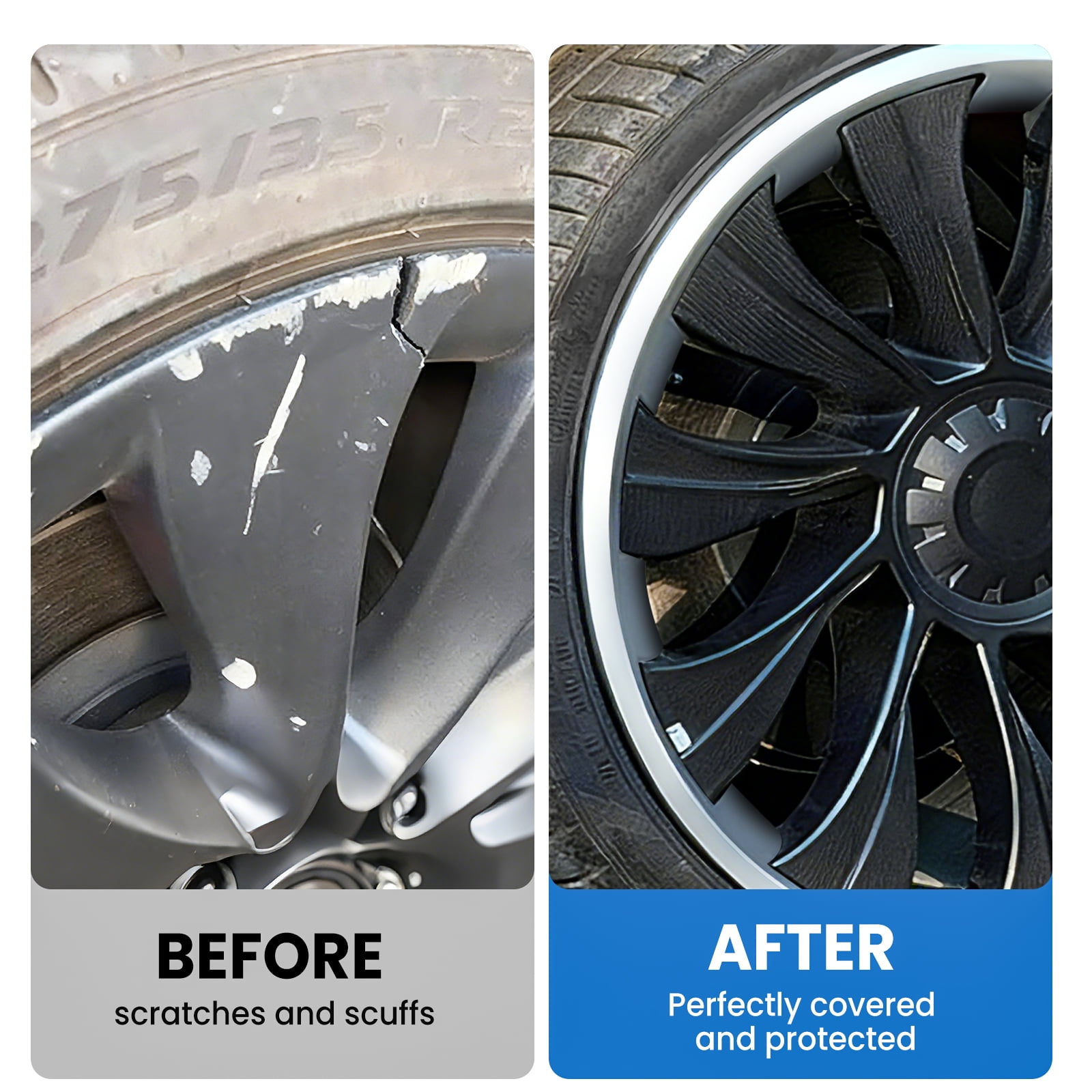4Pcs Wheel Rim Protector for Tesla Model Y Juniper 2025 2026 20” Helix Wheels, 4PCS ABS Anti-Curb Scratch Guard, Silver Rim Edge Trim, No-Drill Snap-On Installation, for Model Y 2025 2026 Accessories