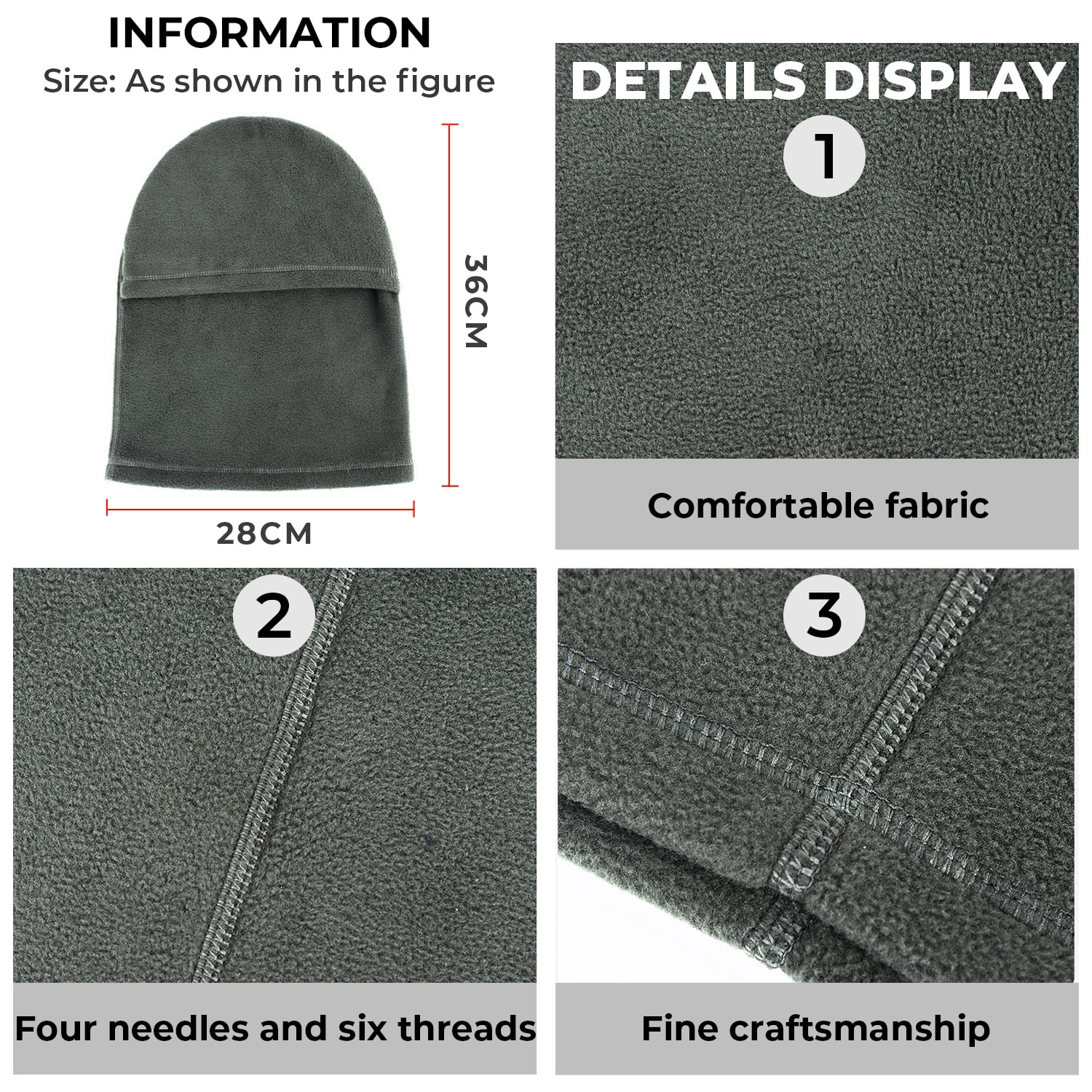 2 Pack Ski Face Mask Balaclava Thermal Windproof Face Cover for Cold Weather Black&Navy Blue