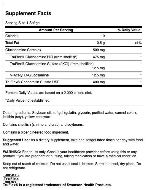 Swanson Glucosamine Complex and Chondroitin Sulfate - Featuring Truflex 120 Softgels