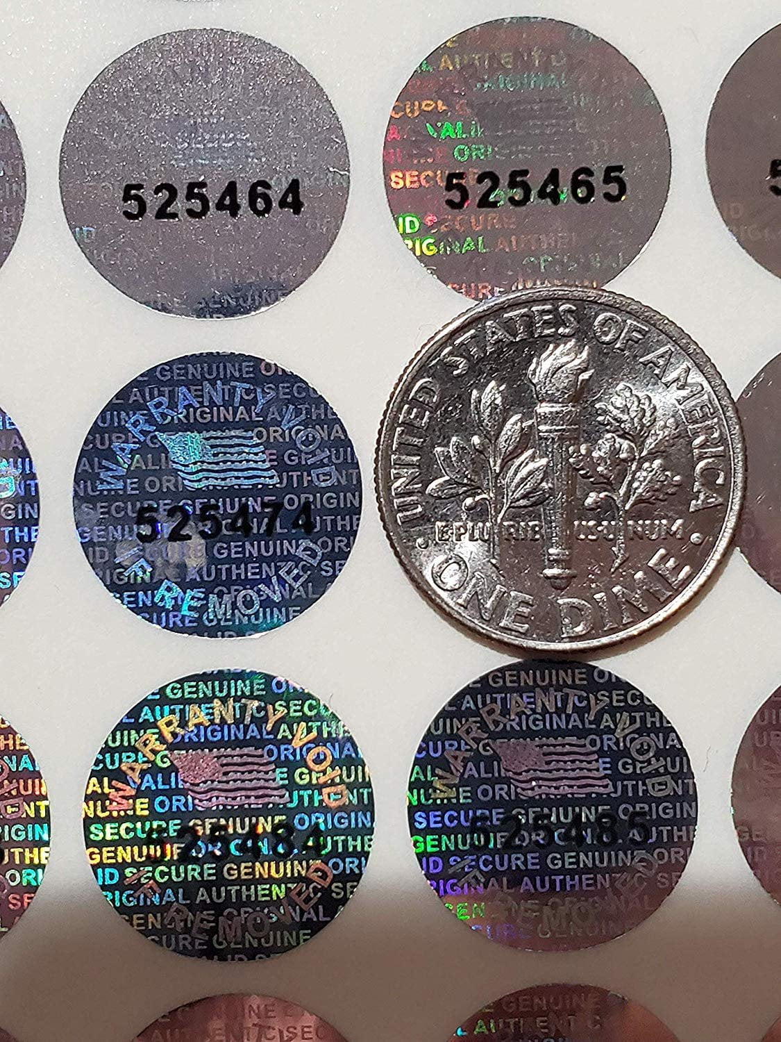 Golden Color 14 MM 0.53 inch Round with Serial Number Hologram Labels Tamper Evident Stickers Security Void Seals Labels - Dealimax Brand 1000