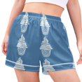 thumbnail image 2 of Women's Satin Pajama Shorts Ice Cream Pattern with Pockets, Elastic Waist Sleep Lounge Shorts, 2 of 7
