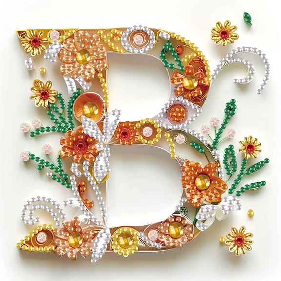 Diamond Painting Kit, Flower Letter B Special Creative Shape, Ideal for Home Decor and Gifts 6.69 x 6.69in