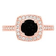 thumbnail image 3 of 1.335 ct Round Cut Natural Onyx Solitaire with Simulated Diamond Accents 18K Rose Gold Womens Engagement Ring, 3 of 5