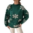 thumbnail image 1 of Chandail de Noël pour Femmes Cardigan Chaud Imprimé Tricoté Décontracté Moelleux Mode Chandail Col Rond Blouse Mi-Longue Fermeture Extérieure, 1 of 7