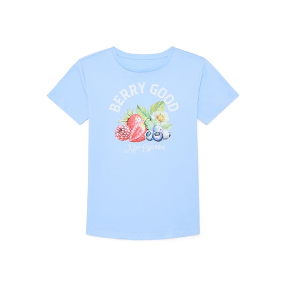 Wonder Nation Girls Berry Good Graphic T-Shirt with Short Sleeves, Sizes 4-18