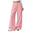 thumbnail image 4 of Sewkxo Girls Wide Leg Sweatpants Drawstring Elastic Waist Baggy Pants Trendy Loose Athletic Joggers with Pocket,Pink 160, 4 of 6