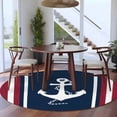 thumbnail image 4 of Vintage Nautical Flag Round Living Room Rugs 6 ft, Anchor Red White Striped Medieval Washable Area Rug with Non-Slip Sturdy Edge Binding Round Carpet for Kitchen Office Bedroom, 4 of 9