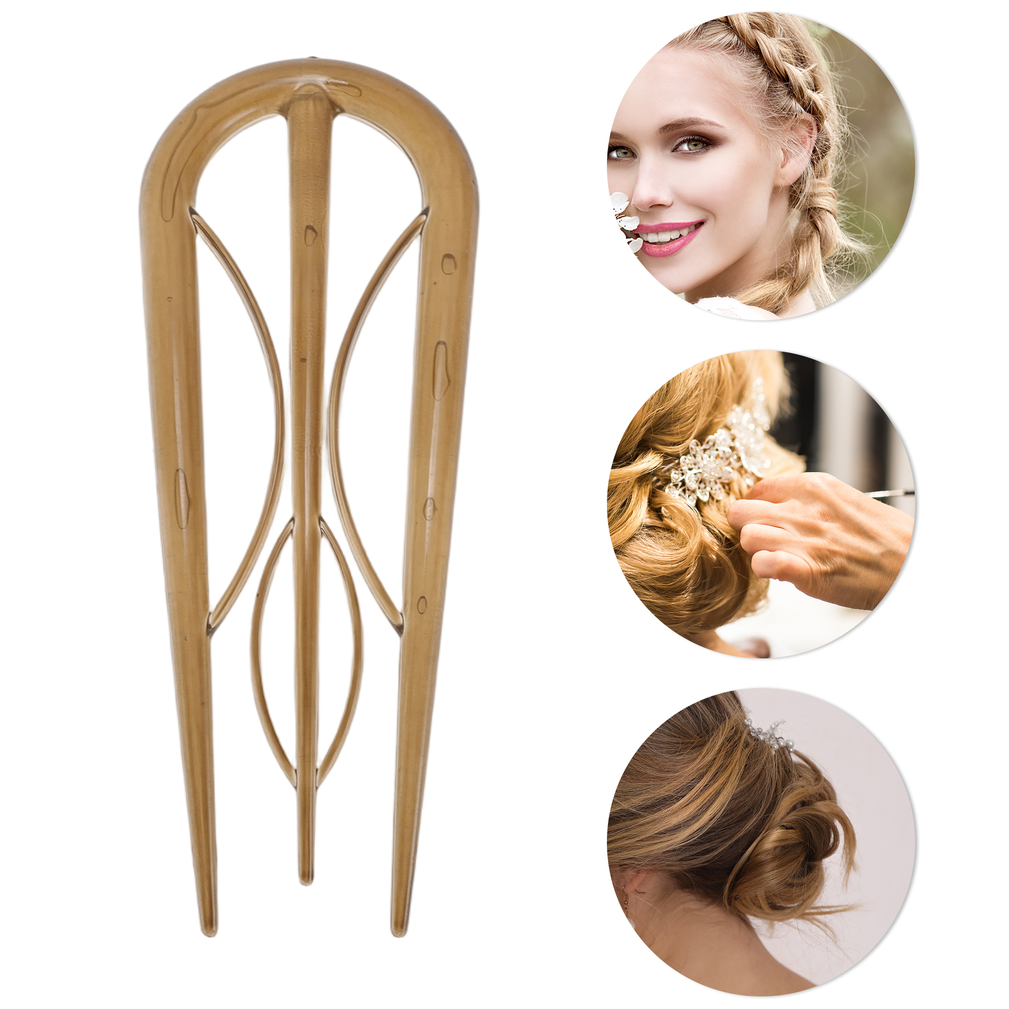 Unique Bargains U-shaped Hair Pin 3.94"x1.50" 1 Pc Brown