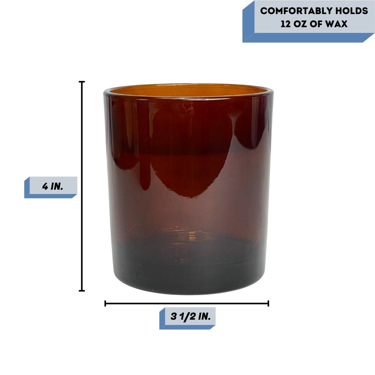 14 oz. Havana Amber Empty Candle making Jar candle vessels for DIY candle-making projects (Box of 12) FREE SHIPPING