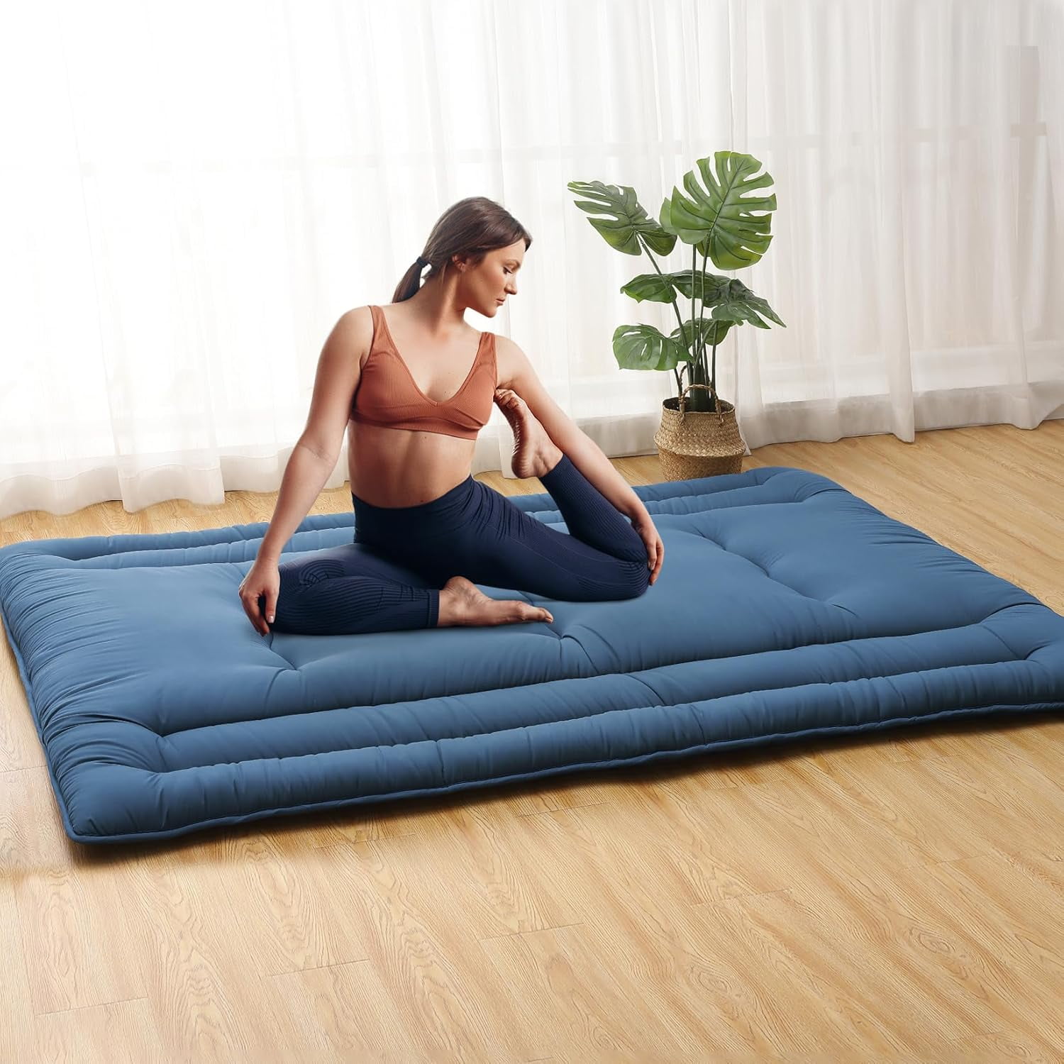 Futon Mattress Twin/Full Size, Japanese Floor Mattress Foldable Sleeping Mattress, Roll Up Floor Bed Mattress for Easy Storage, Tatami Mat Japanese Floor Bed for Dorm Camping