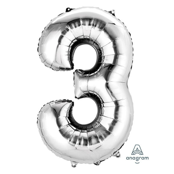 Anagram International Party Eh! Silver Large "3" Banner, Includes one piece