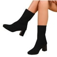 thumbnail image 5 of Tawop Ladies Boots Ankle Chunky Heel Round Toe Black Boots, 5 of 7