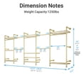 thumbnail image 5 of Timate F5 Expandable Wall Mounted Clothes Rack, Heavy Duty Industrial Pipe Closet System with 8 Shelves & 4 Hanger Rods (Fits 10'3"-12'3" Spaces),Gold, 5 of 5