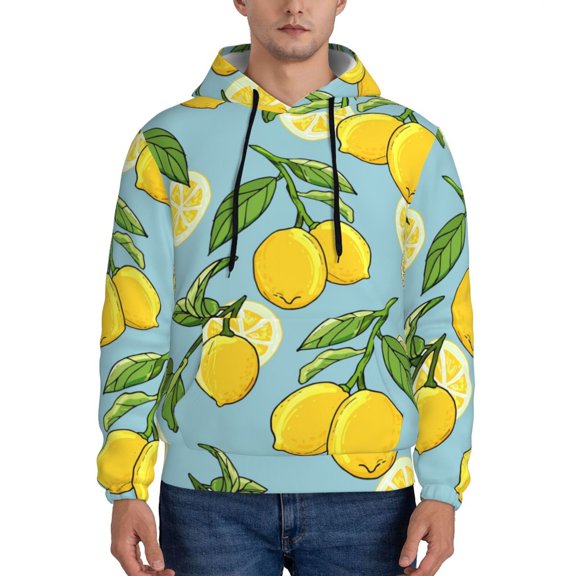 Honeii Lemon Pattern Mens Hoodies Men's Loose Sleeve Sweatshirt,Pullover Hooded Sweatshirt for Men,Essentials Hoodie-Small