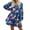 A Long sleeve Rose Floral Navy, variant on FANCYINN Womens White Cute Shift Dress Short Bell Sleeve Ruffle Hem V Neck Loose Swing Tunic Mini Dress with Pockets M