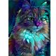 thumbnail image 1 of Cuadro de arte para el hogar con taladro redondo completo de animales de gatos azules con pintura de diamantes 5D DIY Hugtrwg Para estrenar, 1 of 1