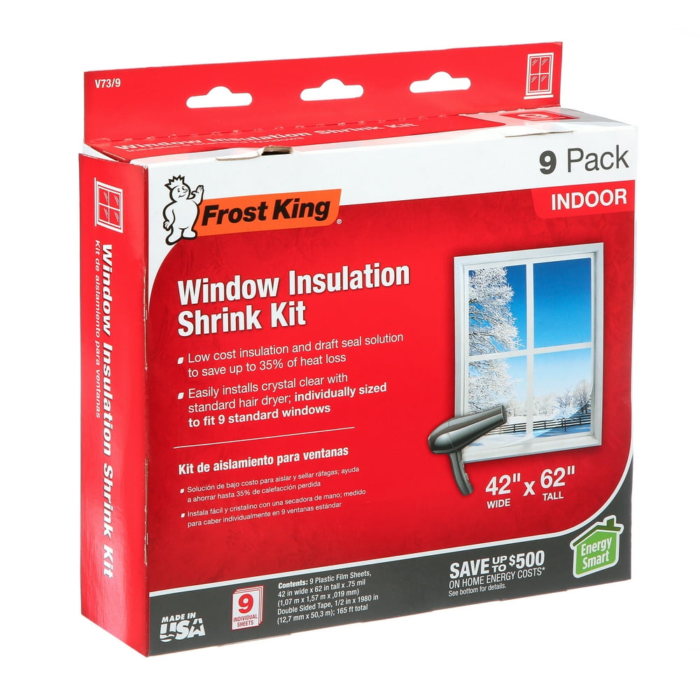 Frost King V73/9H Indoor Heavy Duty Plastic Film Shrink Window Kit