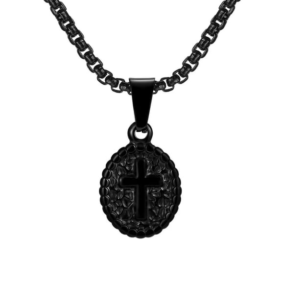 PAURO Men Stainless Steel Cross Pendant Necklace Religious Jewelry Gift for Christian Faith Black with Chain