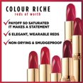 thumbnail image 3 of L'Oreal Paris Colour Riche Reds of Worth, Rouge à Lèvres Rouge, Rouge à Lèvres Longue Tenue avec Formule Anti-Bavures Infusée d'Huile d'Argan & de Vitamine E, Fini Satiné, Rouge Prospère, 3 of 6
