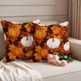 thumbnail image 2 of White Pumpkin Fall Outdoor Waterproof Pillow Covers, Thanksgiving Maple Leaves Farmhouse Decorative Square Throw Pillowcase Sofa Cushion Sham for Patio/Couch/Chair, 26"x26" 2 Pack, 2 of 8