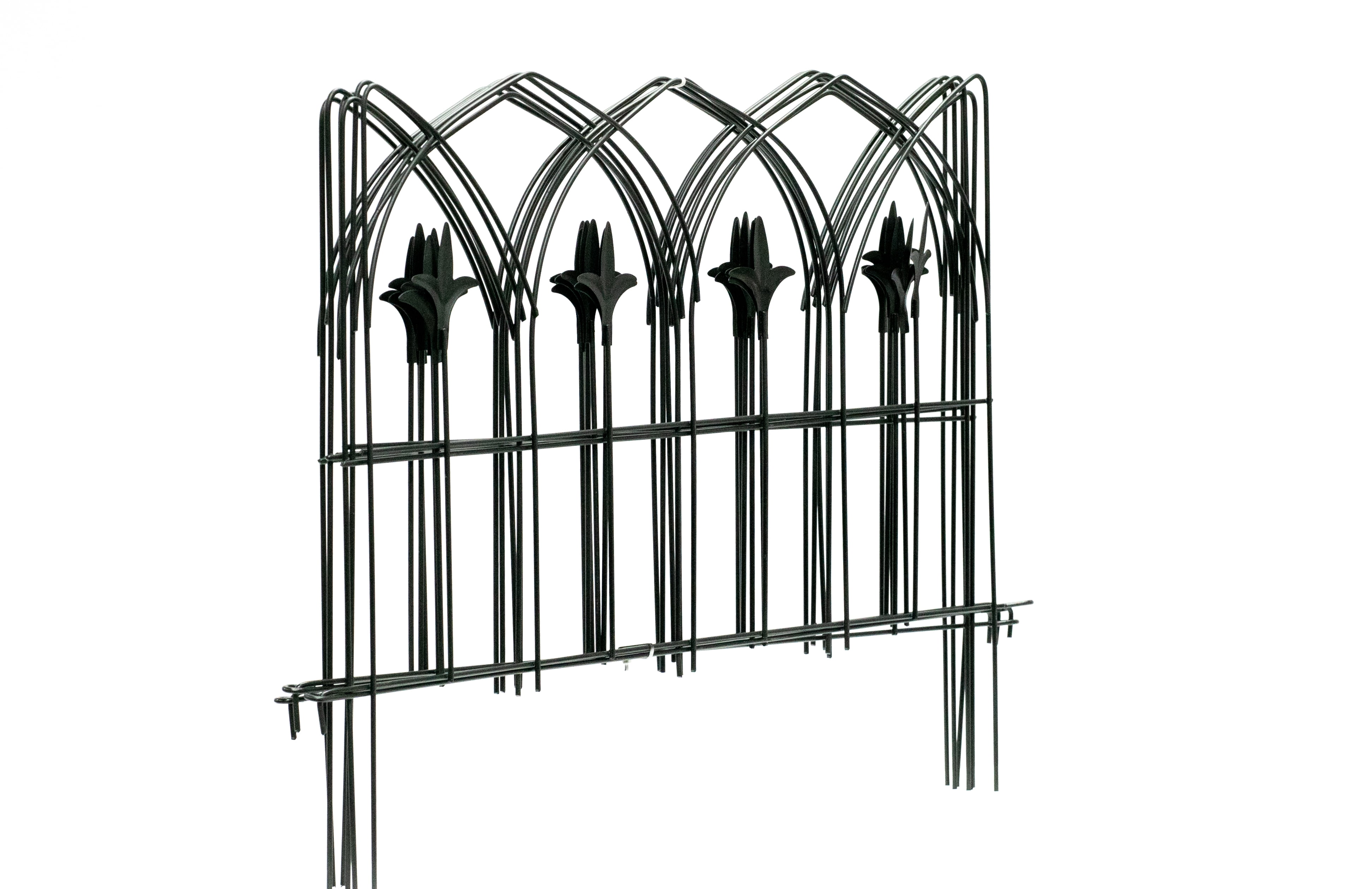 Glamos Wire 19 inch Picket Top Finial Panel Fence Metal Decorative Garden Border 5 Pack Covers Up To 10 feet