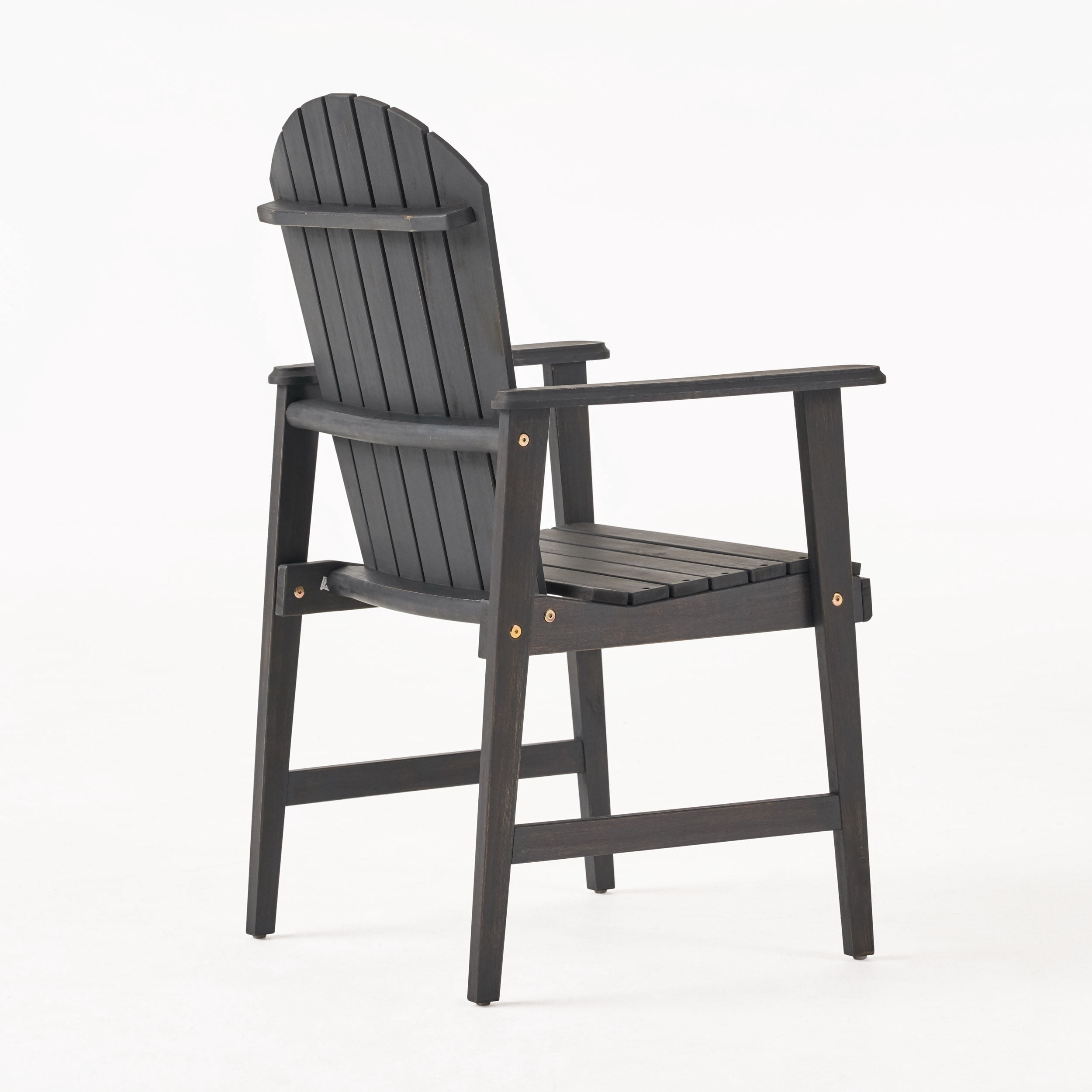 Outdoor Weather Resistant Adirondack Chair Set of 2, Acacia Wood Dining Seats for Patio Garden, Dark Gray